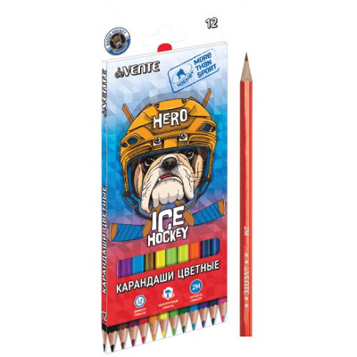КАРАНДАШИ ЦВЕТНЫЕ "ICE HOCKEY" 12 ЦВ