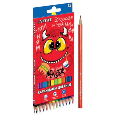 КАРАНДАШИ ЦВЕТНЫЕ "MONSTER" 12 ЦВ