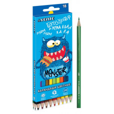 КАРАНДАШИ ЦВЕТНЫЕ "MONSTER" 18 ЦВ