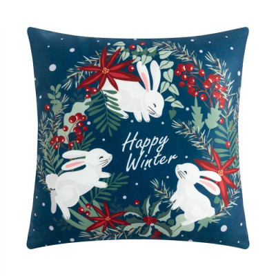 ПОДУШКА ДЕКОРАТИВНАЯ ЭТЕЛЬ 40*40СМ HAPPY WINTER ВЕЛЮР 100% П/Э