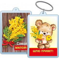 БРЕЛОК  АКРИЛОВЫЙ "ШЛЮ ПРИВЕТ! / САМОЙ МИЛОЙ! "