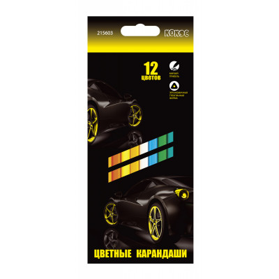 КАРАНДАШИ ЦВЕТНЫЕ "ЕRGO FIRST SPEED RACING" 12ЦВ