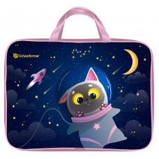 ПАПКА ПОРТФЕЛЬ НА МОЛНИИ С РУЧКАМИ А4 "SPACE CAT'' ТЕКСТИЛЬ 33*26,5*6СМ