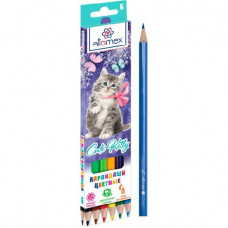 КАРАНДАШИ ЦВЕТНЫЕ "CUTE KITTY" 6 ЦВ
