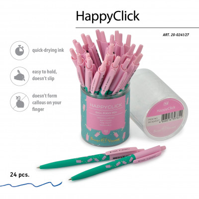 РУЧКА ШАРИКОВАЯ АВТОМАТИЧЕСКАЯ "HAPPY CLICK. ЭСКИМО" 0.5ММ СИНЯЯ