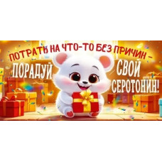 ОТКРЫТКА КОНВЕРТ "ПОТРАТЬ НА ЧТО-ТО БЕЗ ПРИЧИН - ПОРАДУЙ СВОЙ СЕРОТОНИН"