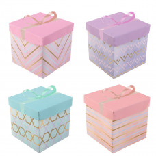 КОРОБКА ПОДАРОЧНАЯ КВАДРАТНАЯ 10*10*10 СМ С ЛЕНТОЙ СКЛАДНАЯ КОРОБКА ПОДАРОЧНАЯ КВАДРАТНАЯ 10*10*10 СМ С ЛЕНТОЙ СКЛАДНАЯ