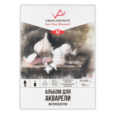 АЛЬБОМ ДЛЯ АКВАРЕЛИ НА СКЛЕЙКЕ А3 12Л "VISTA-ARTISTA" 230Г/М2 КРУПНОЗЕРНИСТАЯ