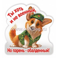 МАГНИТИК  "ТЫ ХОТЬ И НЕ ВОЕННЫЙ, НО ПАРЕНЬ ОБАЛДЕННЫ!"