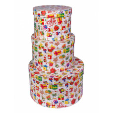 КРУГЛАЯ КОРОБКА ДЛЯ УПАКОВКИ ПОДАРКА 23*23*12СМ