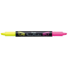 МАРКЕР ТЕКСТОВЫДЕЛИТЕЛЬ PENTEL TWIN CHECKER ЖЕЛТО-РОЗОВЫЙ