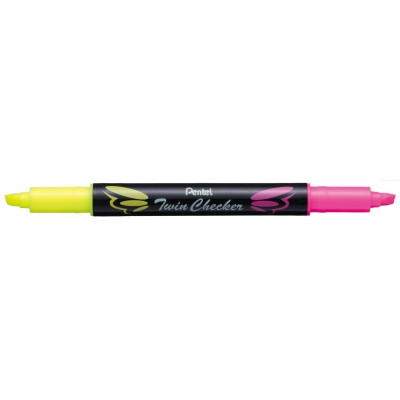 МАРКЕР ТЕКСТОВЫДЕЛИТЕЛЬ PENTEL TWIN CHECKER ЖЕЛТО-РОЗОВЫЙ