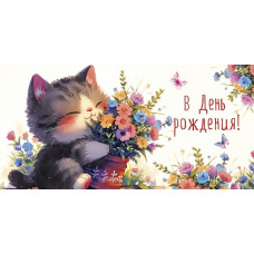 ОТКРЫТКА КОНВЕРТ "В ДЕНЬ РОЖДЕНИЯ"