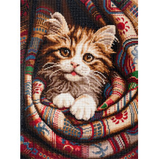 АЛМАЗНАЯ МОЗАИКА "КОТЕНОК В ПЛЕДЕ" 30*40СМ