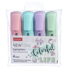 НАБОР МАРКЕРОВ ТЕКСТОВЫДЕЛИТЕЛЕЙ HATBER NEWTONE PASTEL 4 ЦВЕТА 