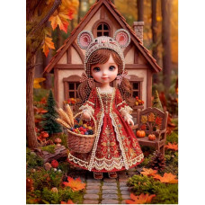 АЛМАЗНАЯ МОЗАИКА 23*30 СМ ОСЕННЯЯ ЛЕДИ 5ЦВ