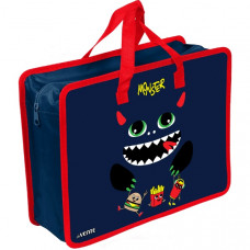 ПАПКА ПОРТФЕЛЬ А4  "MONSTER'' 33,5*26*10 СМ ПЛАСТИКОВАЯ НА МОЛНИИ С РУЧКАМИ