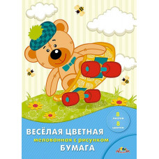 БУМАГА ЦВЕТНАЯ А4 8 ЦВЕТОВ 8 ЛИСТОВ "АППЛИКА" ДВУСТОРОННЯЯ С РИСУНКОМ