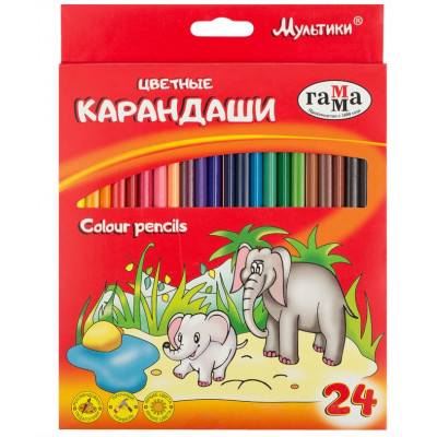 КАРАНДАШИ ЦВЕТНЫЕ "ГАММА. МУЛЬТИКИ" 24 ЦВ