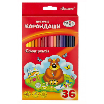 КАРАНДАШИ ЦВЕТНЫЕ "ГАММА. МУЛЬТИКИ" 36 ЦВ