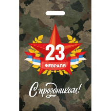 ПАКЕТ П/Э ПОДАРОЧНЫЙ 30*20СМ "23 ФЕВРАЛЯ" ВЫРУБНАЯ РУЧКА ПАКЕТ П/Э ПОДАРОЧНЫЙ 30*20СМ "23 ФЕВРАЛЯ" ВЫРУБНАЯ РУЧКА