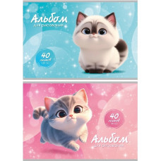 АЛЬБОМ ДЛЯ РИСОВАНИЯ НА СКОБЕ А4 40Л "КОТИКИ"