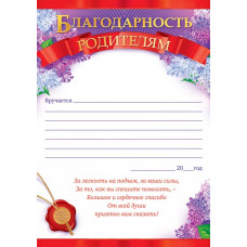 БЛАГОДАРНОСТЬ ШКОЛА А5 РОДИТЕЛЯМ
