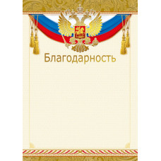 БЛАГОДАРНОСТЬ  А4 РОСССИЙСКАЯ СИМВОЛИКА