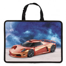 ПАПКА ПОРТФЕЛЬ А4 "SPORT CAR'' 34*25*8СМ ПЛАСТИКОВАЯ НА МОЛНИИ С РУЧКАМИ