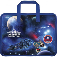 ПАПКА ПОРТФЕЛЬ А4 "MARS EXPEDITION'' 33,5*26*10 СМ ПЛАСТИКОВАЯ НА МОЛНИИ С РУЧКАМИ