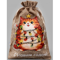 МЕШОЧЕК 20*30СМ "КОТИК" С ТЕРМОНАКЛЕЙКОЙ