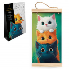 ХОЛСТ С КРАСКАМИ ПО НОМЕРАМ 20*35СМ ТРИ КОТЕНКА