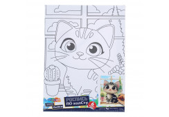 ХОЛСТ С КРАСКАМИ 15*20СМ "КОТИК"