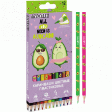 КАРАНДАШИ ЦВЕТНЫЕ ПЛАСТИКОВЫЕ "AVOCADO" 12 ЦВ