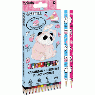 КАРАНДАШИ ЦВЕТНЫЕ ПЛАСТИКОВЫЕ "PANDA" 12 ЦВ