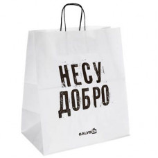 ПАКЕТ ПОДАРОЧНЫЙ 32*37*20СМ НЕСУ ДОБРО БЕЛЫЙ 