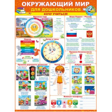 ПЛАКАТ ОБУЧАЮЩИЙ А2 "ОКРУЖАЮЩИЙ МИР ДЛЯ ДОШКОЛЬНИКОВ. ХОЧУ УЧИТЬСЯ!"