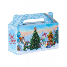 КОРОБКА ДЛЯ УПАКОВКИ ПОДАРКА 22*50СМ "ЗВЕРЯТА УКРАШАЮТ ЕЛКУ"
