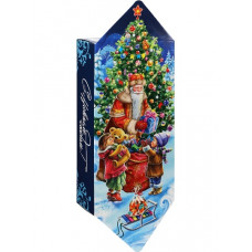 КОРОБКА ДЛЯ УПАКОВКИ ПОДАРКА 19,5*40,3СМ "ДЕДУШКА МОРОЗ ДАРИТ ПОДАРКИ"