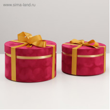 КОРОБКА ПОДАРОЧНАЯ КРУГЛАЯ 20*20*12СМ "БАРХАТ" КРАСНЫЙ