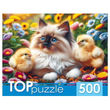 ПАЗЛЫ  500 ЭЛЕМЕНТОВ TOPPUZZLE "КОТЕНОК И ЦЫПЛЯТА"