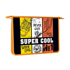 ПАПКА ДЛЯ ТЕТРАДЕЙ НА МОЛНИИ А4 "SUPER COOL" ПЛАСТИК 34*24*7,5СМ