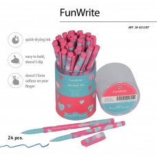 РУЧКА ШАРИКОВАЯ "FUN WRITE. СЕРДЕЧКИ. ЭМОЦИИ. МАЛИНА"