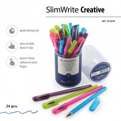 РУЧКА ШАРИКОВАЯ "SLIM WRITE. CREATIVE" 0.5ММ СИНЯЯ