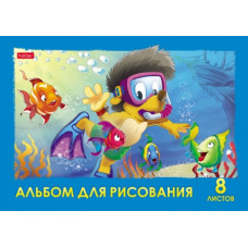 АЛЬБОМ ДЛЯ РИСОВАНИЯ НА СКОБЕ  8 ЛИСТОВ "ВЕСЕЛЫЕ КАРТИНКИ"