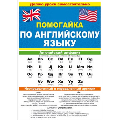 ПЛАКАТ- БУКЛЕТ ОБУЧАЮЩИЙ "ПОМОГАЙКА ПО АНГЛИЙСКОМУ ЯЗЫКУ"
