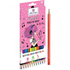 КАРАНДАШИ ЦВЕТНЫЕ "MUSIC GIRL" 12 ЦВ