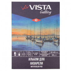 АЛЬБОМ ДЛЯ АКВАРЕЛИ НА СКЛЕЙКЕ А3 12Л "VISTA-ARTISTA" 300Г/М2 МЕЛКОЗЕРНИСТАЯ