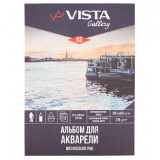 АЛЬБОМ ДЛЯ АКВАРЕЛИ НА СКЛЕЙКЕ А3 12Л "VISTA-ARTISTA" 270Г/М2 КРУПНОЗЕРНИСТАЯ
