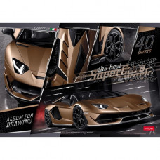 АЛЬБОМ ДЛЯ РИСОВАНИЯ НА СКОБЕ 40 ЛИСТОВ "SUPERCARSWORLD" 